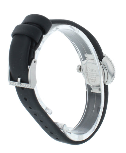 Dior La D De 19mm Red Dial Black Satin Strap Quartz Ladies Watch CD040112A004