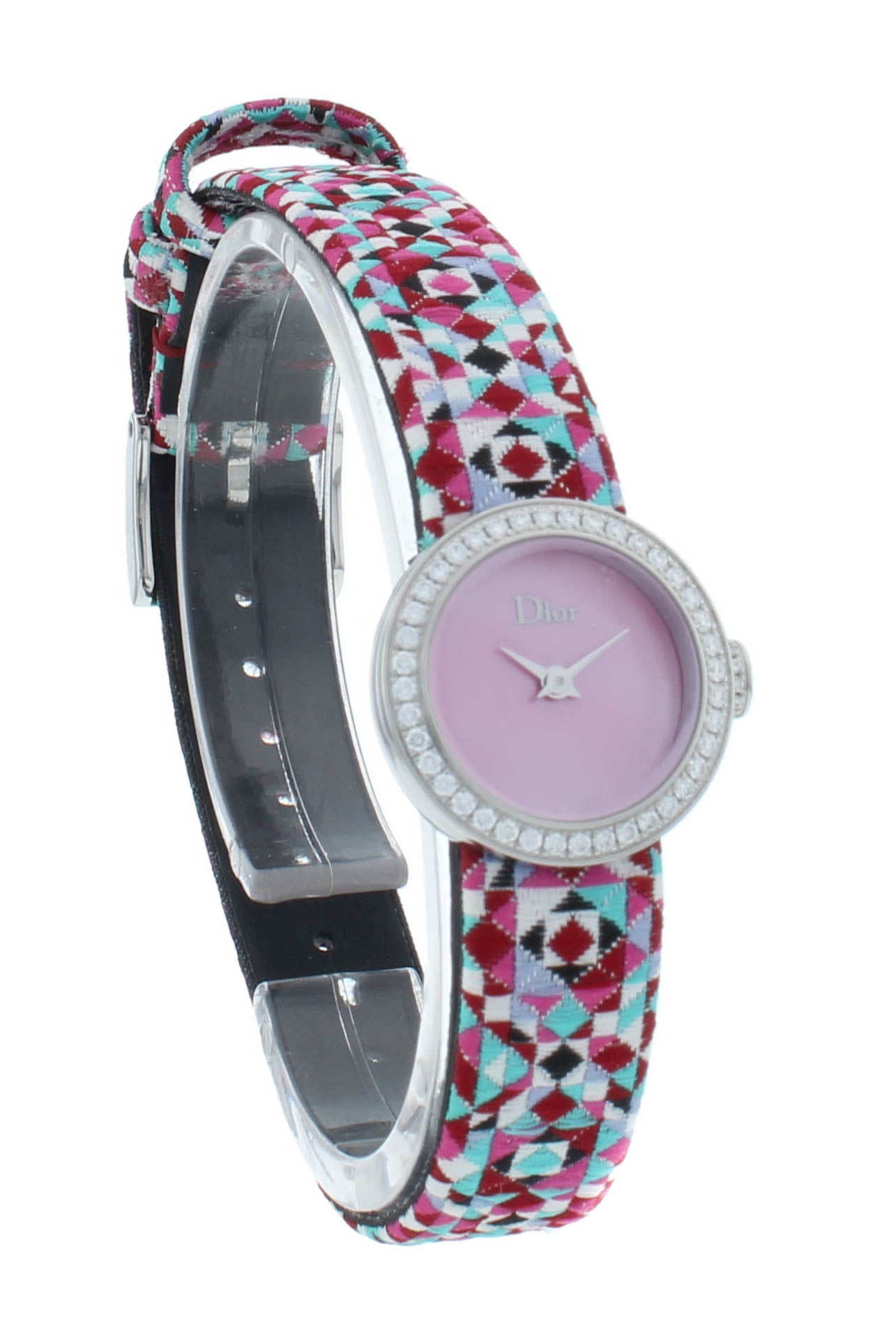 Dior La D De 19mm Pink Dial Diamond Bezel Quartz Ladies Watch CD040110A026