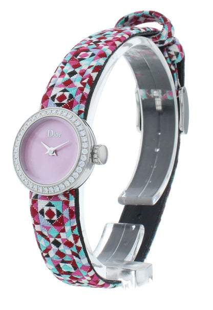 Dior La D De 19mm Pink Dial Diamond Bezel Quartz Ladies Watch CD040110A026