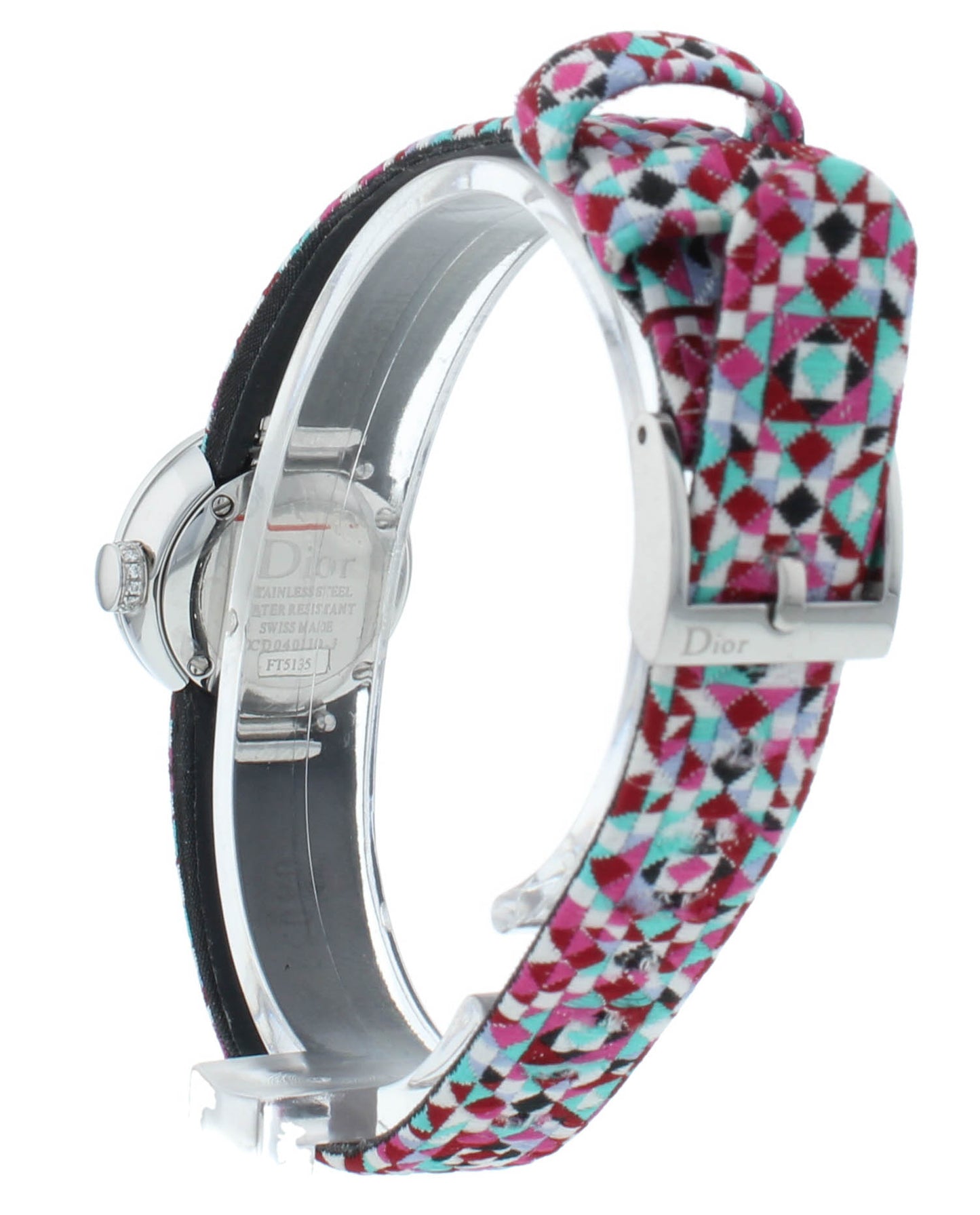 Dior La D De 19mm Pink Dial Diamond Bezel Quartz Ladies Watch CD040110A026