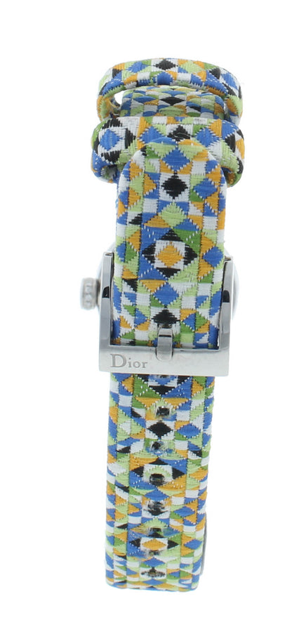 Dior La D De 19mm Yellow Dial Diamond Bezel Quartz Ladies Watch CD040110A025