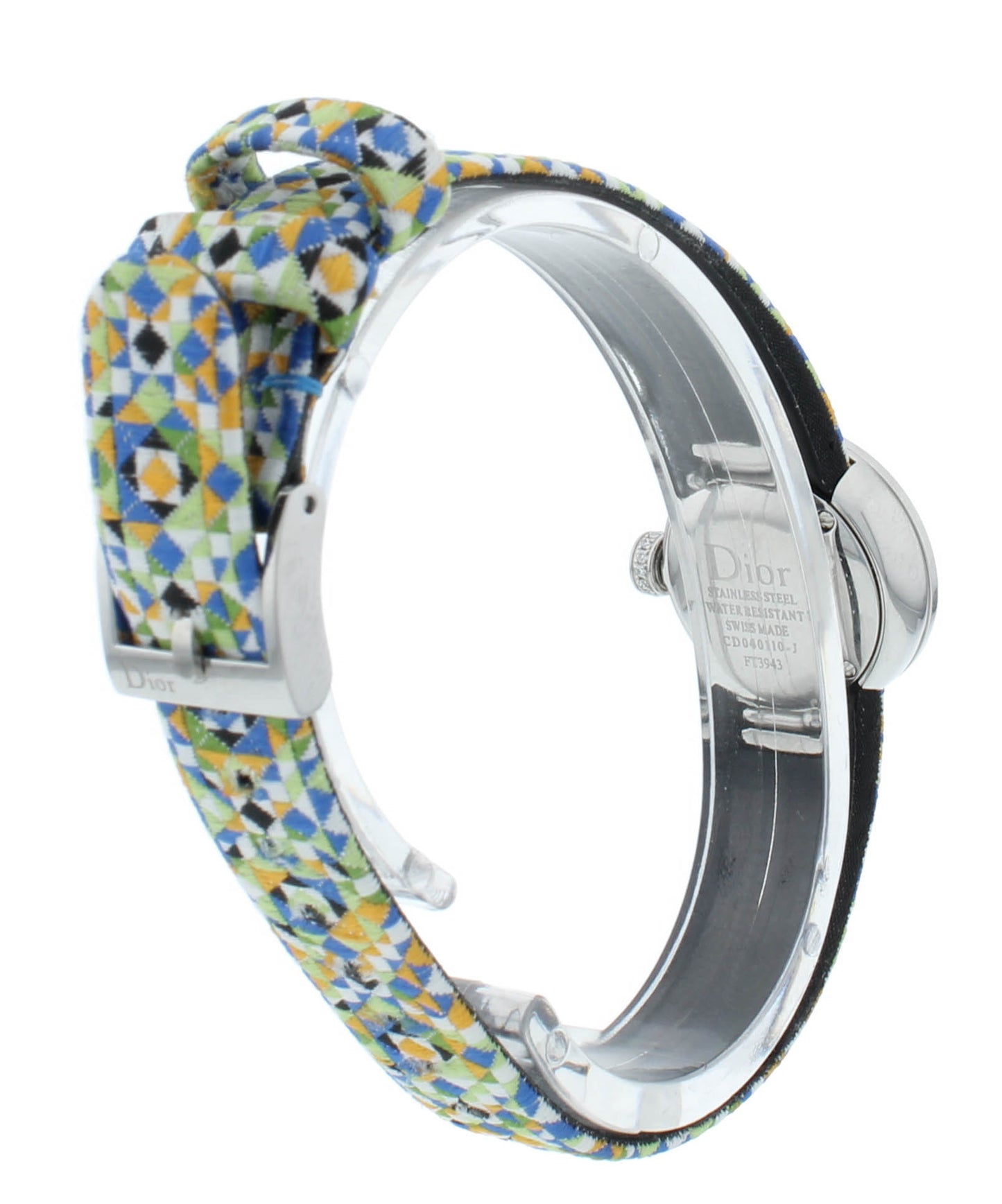 Dior La D De 19mm Yellow Dial Diamond Bezel Quartz Ladies Watch CD040110A025