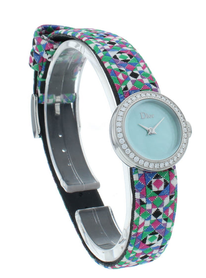 Dior La D De 19mm Green MOP Dial Diamond Bezel Quartz Ladies Watch CD040110A027