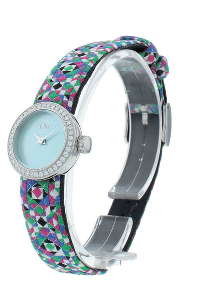 Dior La D De 19mm Green MOP Dial Diamond Bezel Quartz Ladies Watch CD040110A027