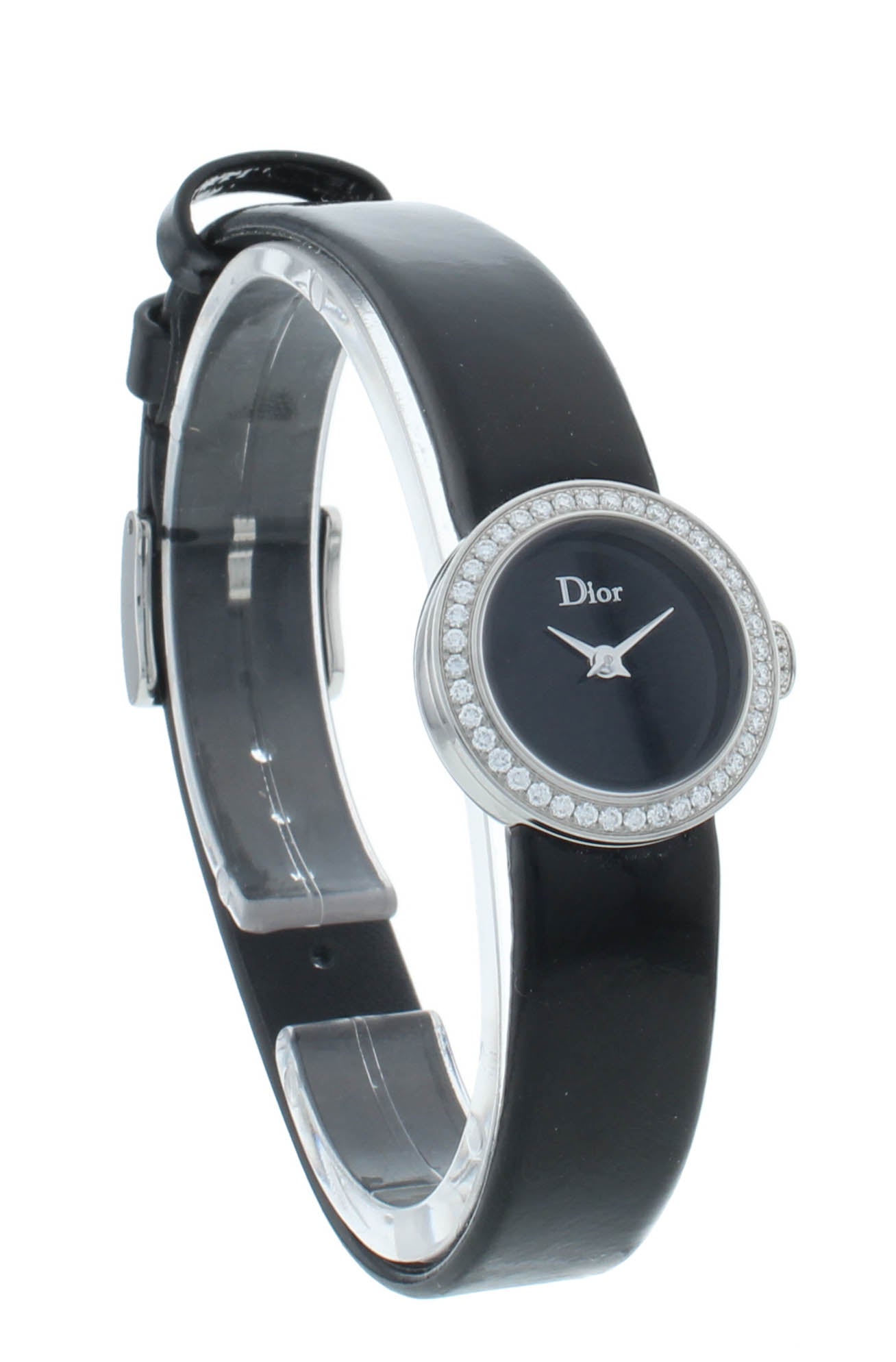 Dior La D De 19mm Black Dial Diamond Bezel Quartz Ladies Watch CD040110A012