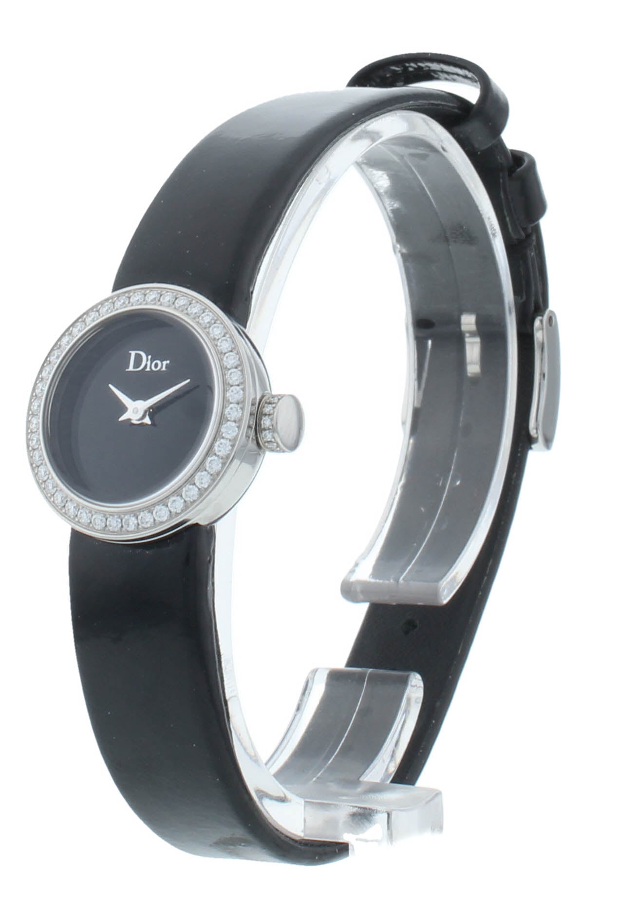 Dior La D De 19mm Black Dial Diamond Bezel Quartz Ladies Watch CD040110A012