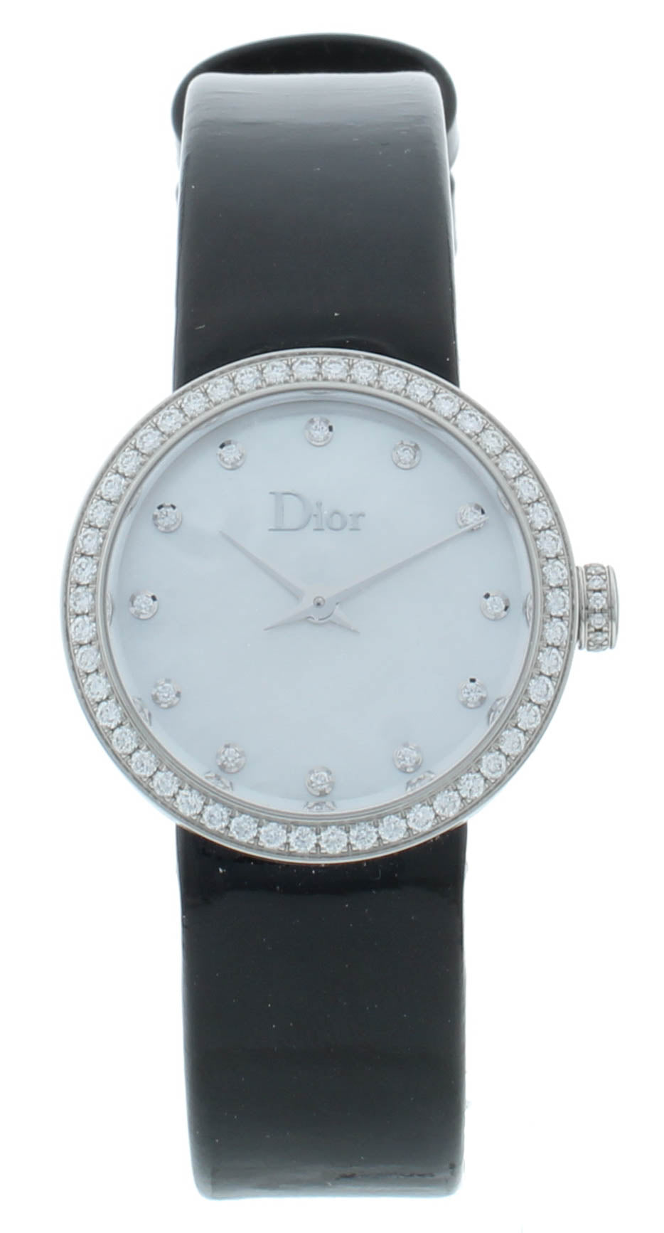 Dior La D De 25mm White MOP Dial Diamond Bezel Quartz Ladies Watch CD047111A001