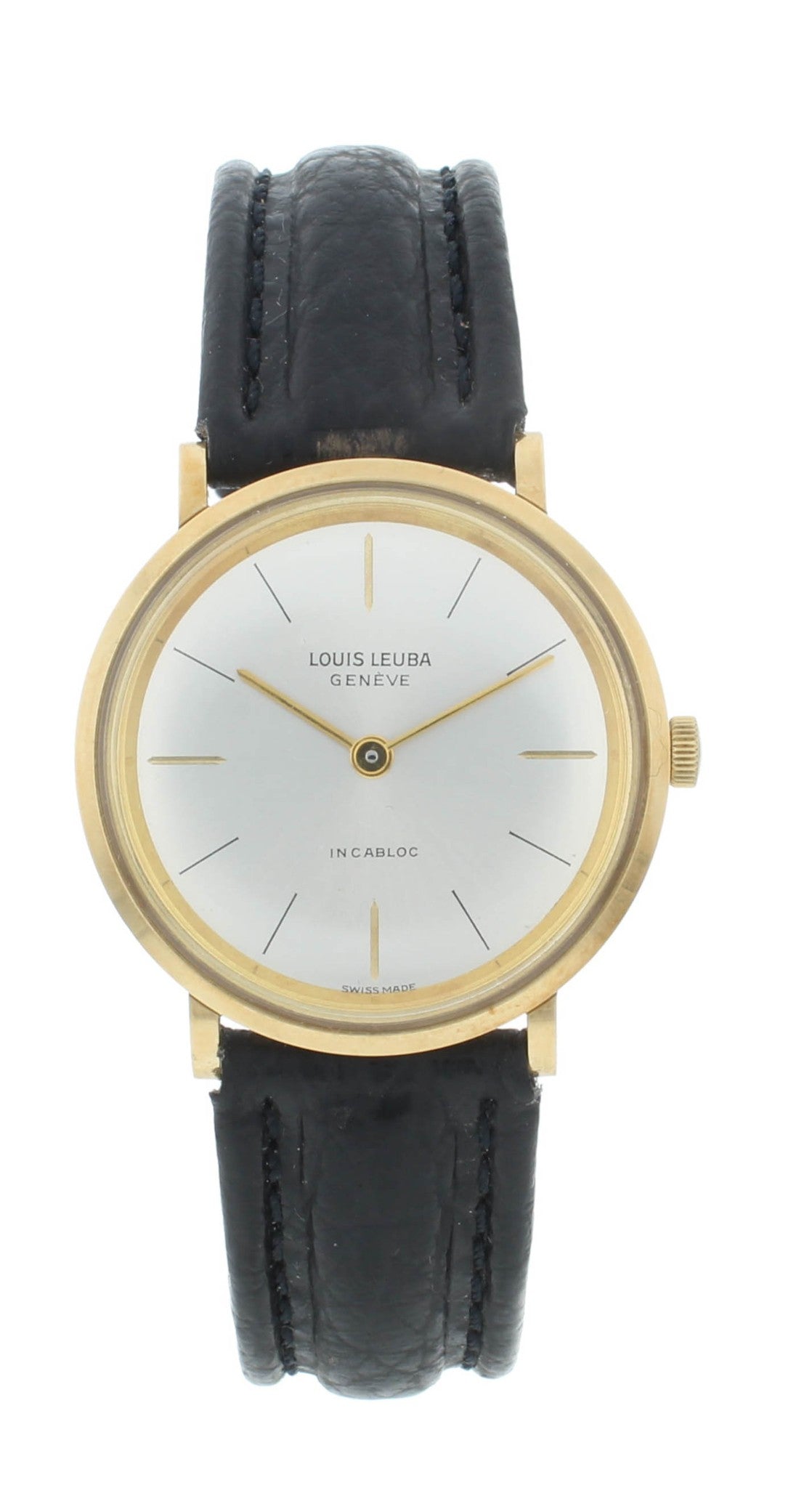 Louis Leuba Incabloc 33mm 18k Yellow Gold Silver Dial Manual Vintage Men's Watch