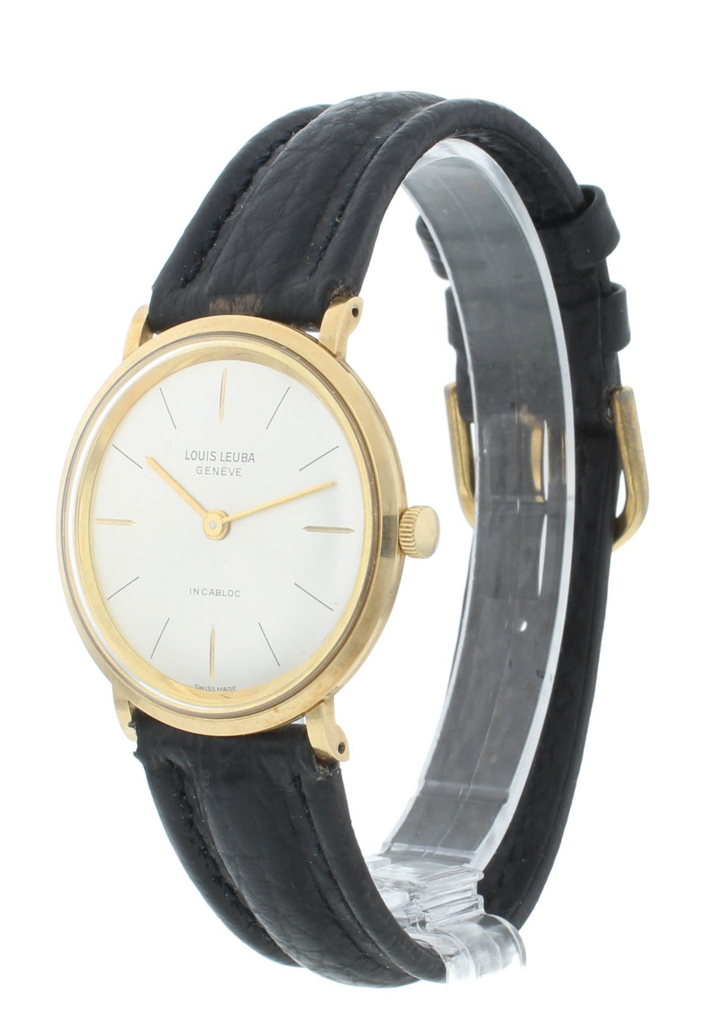 Louis Leuba Incabloc 33mm 18k Yellow Gold Silver Dial Manual Vintage Men's Watch