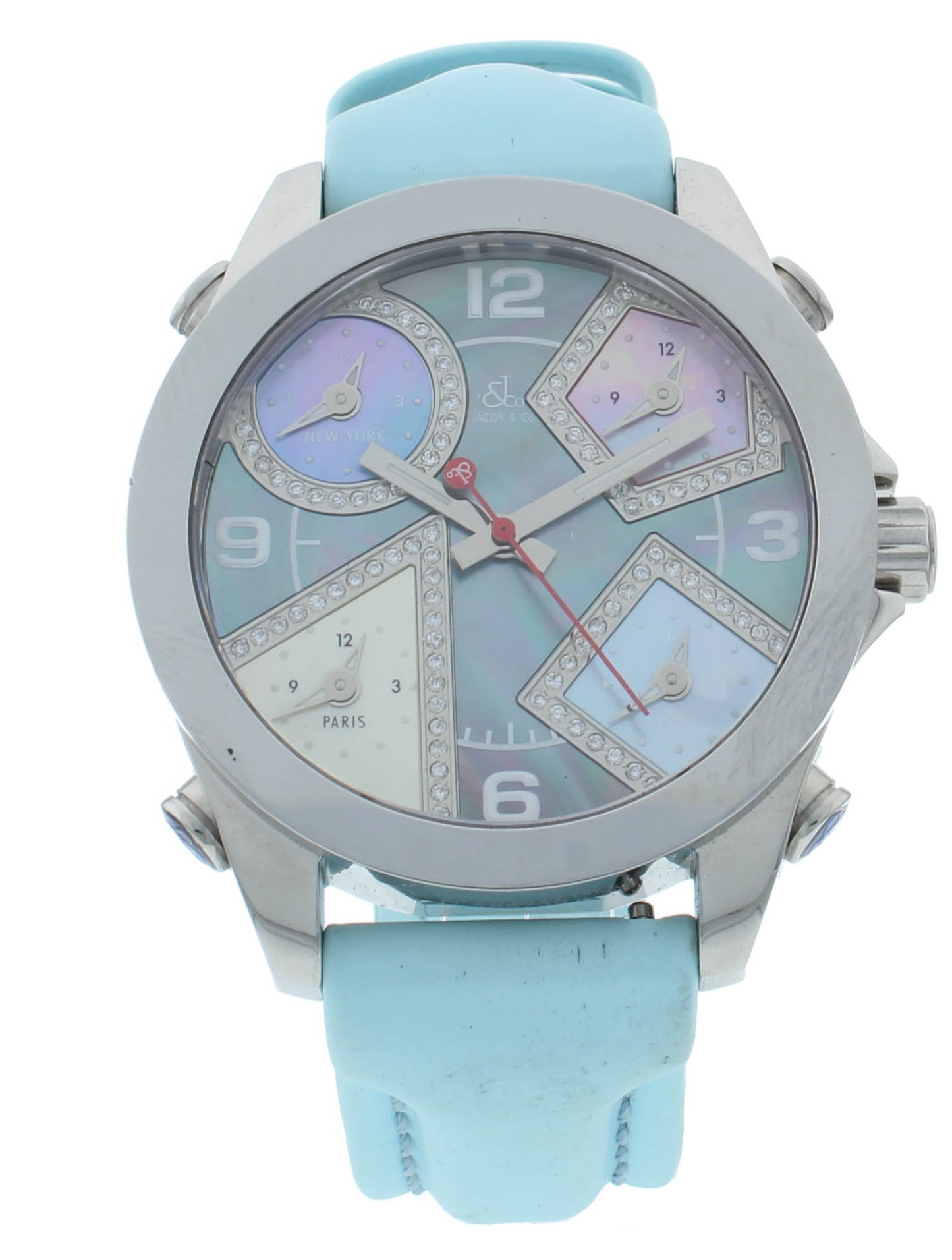 Pre-Owned Jacob & Co. Five Time Zone Blue Strap 40mm Quartz Watch JCM-54PDA