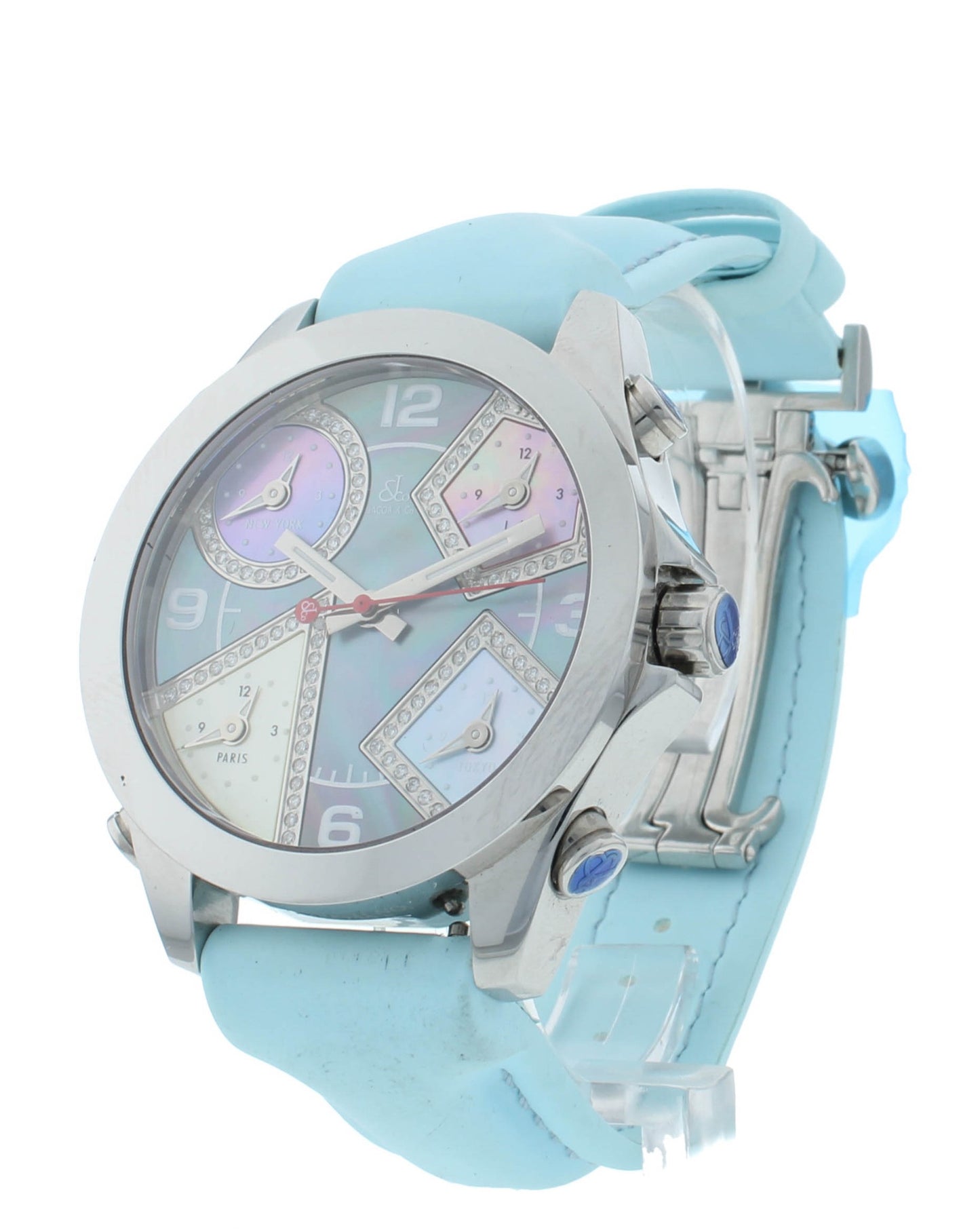 Pre-Owned Jacob & Co. Five Time Zone Blue Strap 40mm Quartz Watch JCM-54PDA
