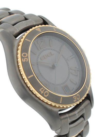 Ebel X-1 Gray Dial Steel & 18k Rose Gold 34mm Quartz Ladies Watch 1216117