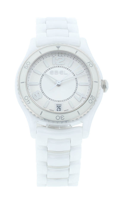 Ebel X-1 Silver Dial White Ceramic 34mm Quartz Ladies Watch 1216129