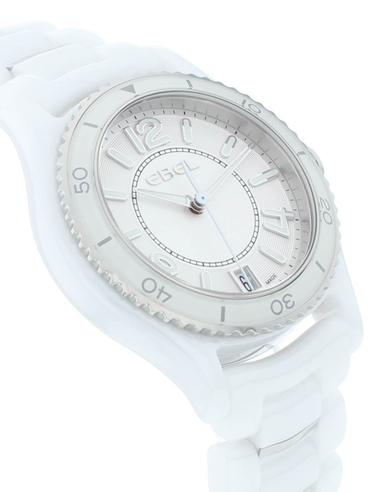 Ebel X-1 Silver Dial White Ceramic 34mm Quartz Ladies Watch 1216129