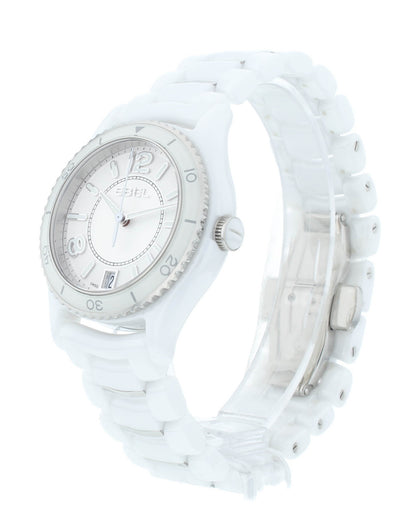 Ebel X-1 Silver Dial White Ceramic 34mm Quartz Ladies Watch 1216129