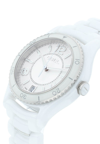 Ebel X-1 Silver Dial White Ceramic 34mm Quartz Ladies Watch 1216129