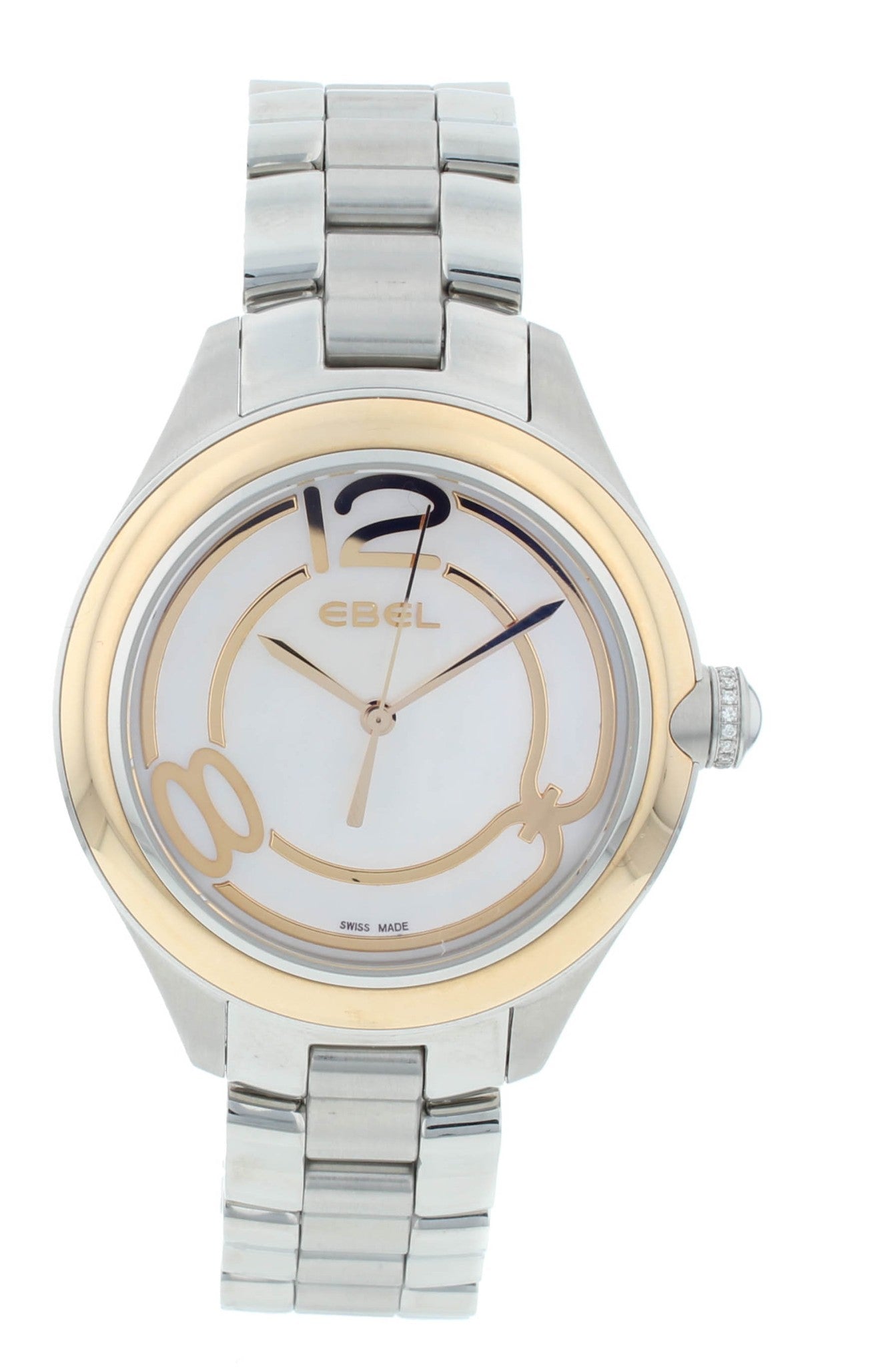 Ebel Onde Quartz 36mm White MOP Dial 18k Rose Gold & Steel Ladies Watch 1213104