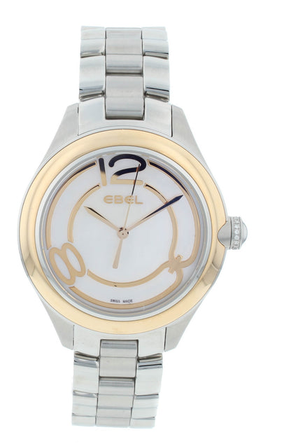 Ebel Onde Quartz 36mm White MOP Dial 18k Rose Gold & Steel Ladies Watch 1213104