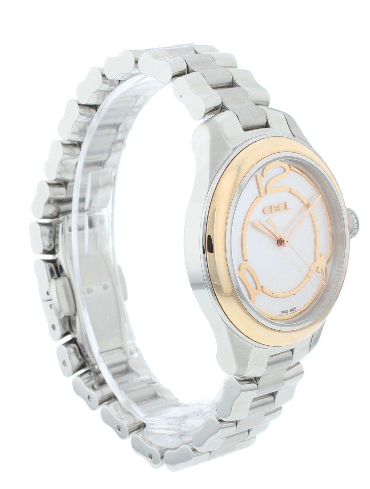 Ebel Onde Quartz 36mm White MOP Dial 18k Rose Gold & Steel Ladies Watch 1213104