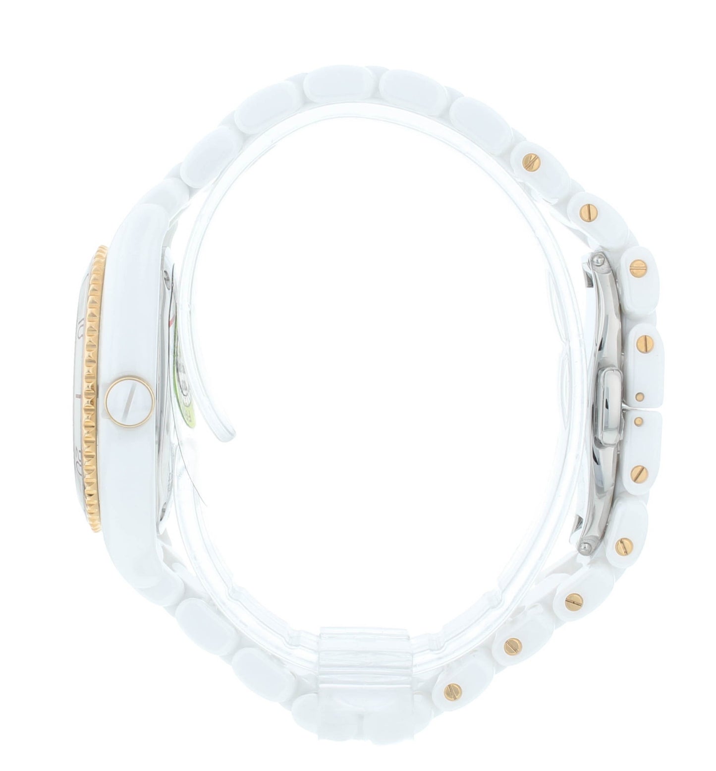 Ebel X-1 Silver Dial White Ceramic & 18k Gold 34mm Quartz Ladies Watch 1216113