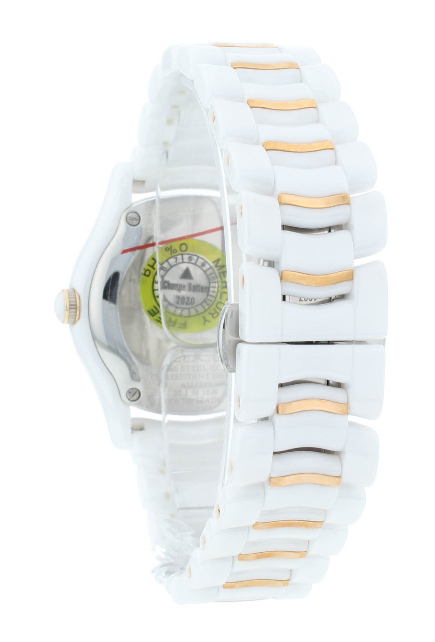 Ebel X-1 Silver Dial White Ceramic & 18k Gold 34mm Quartz Ladies Watch 1216113