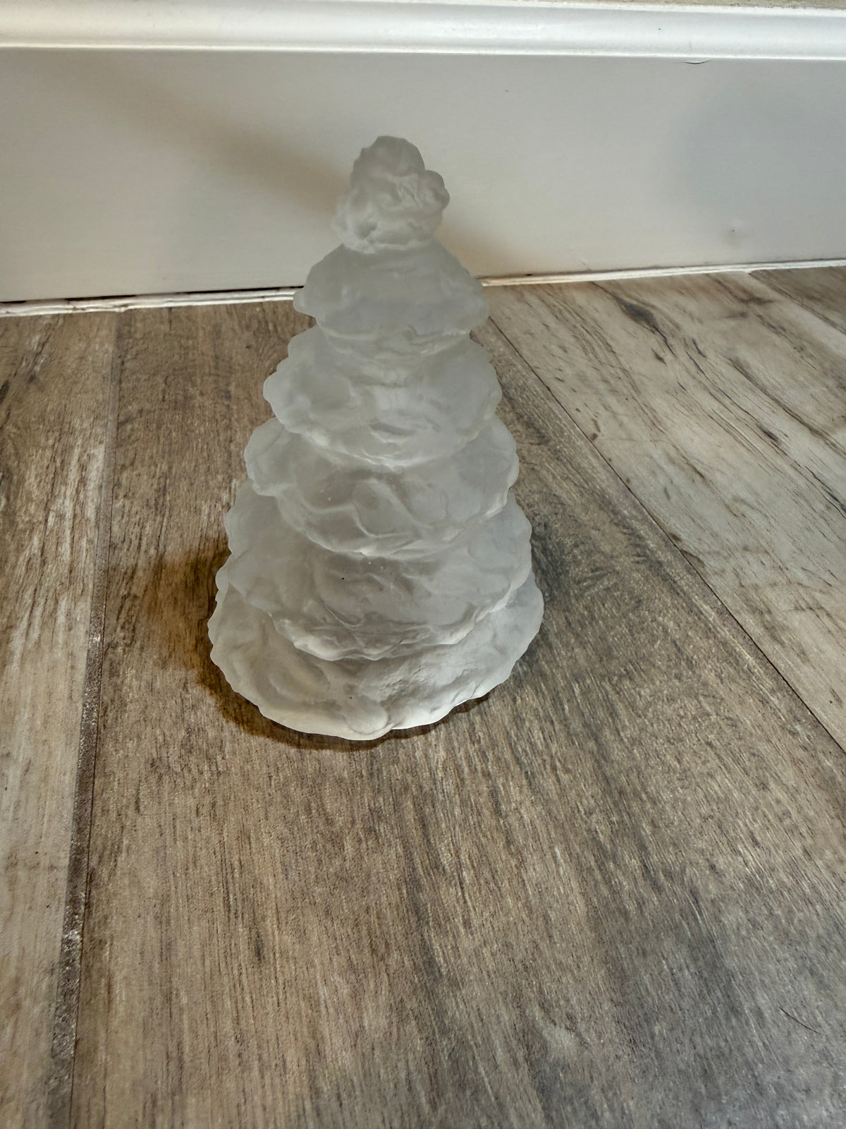 Daum France Crystal Christmas Tree Sculpture Clear Frosted Art Glass 05455