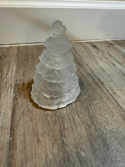 Daum France Crystal Christmas Tree Sculpture Clear Frosted Art Glass 05455