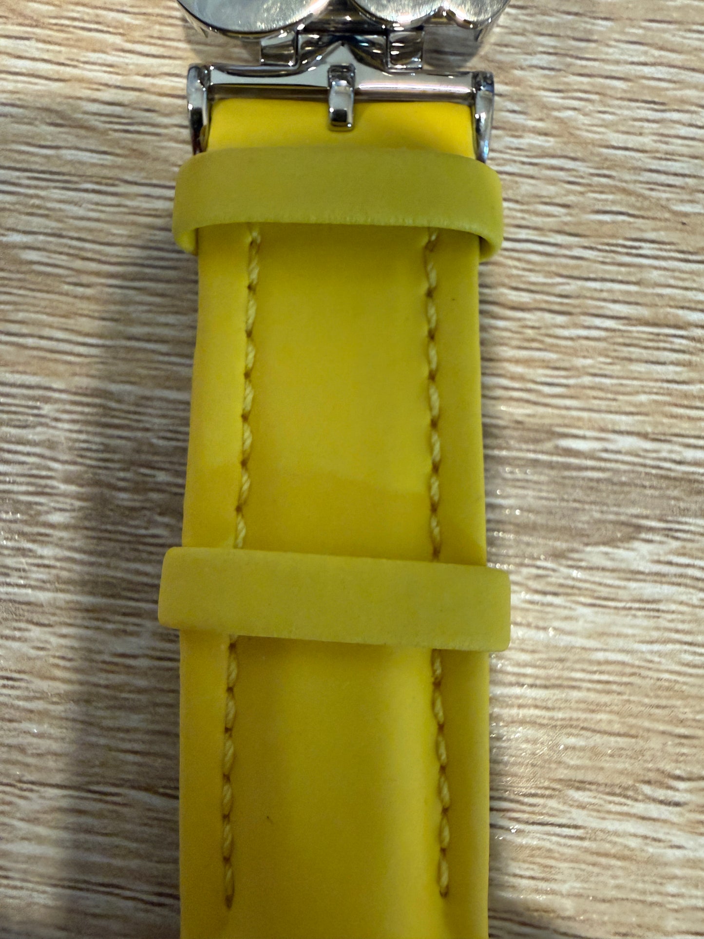 Unworn Original Jacob & Co. Polyurethane 22mm Yellow Strap With Steel Buckle