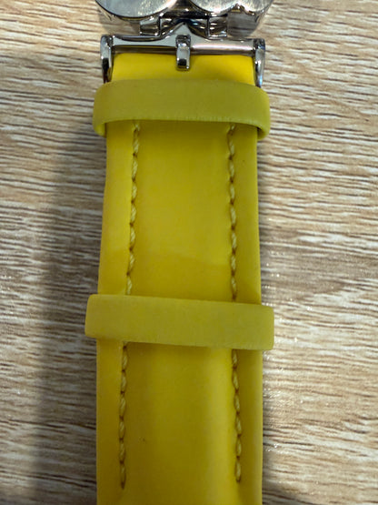 Unworn Original Jacob & Co. Polyurethane 22mm Yellow Strap With Steel Buckle