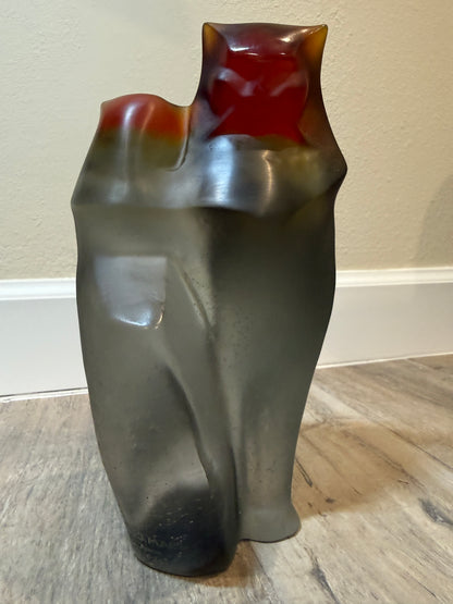 Daum France Love Cats Crystal Sculpture Signed Pâte de Verre Figurine 03780