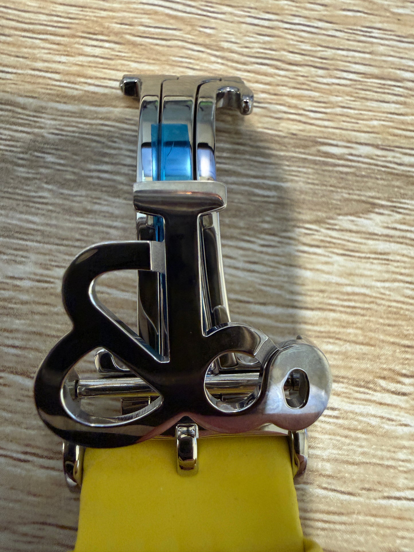 Unworn Original Jacob & Co. Polyurethane 22mm Yellow Strap With Steel Buckle