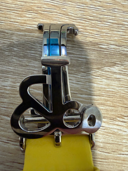 Unworn Original Jacob & Co. Polyurethane 22mm Yellow Strap With Steel Buckle