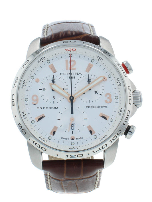 Certina DS Podium GMT Silver Dial Chrono 42mm Quartz Men's Watch C0016391603701
