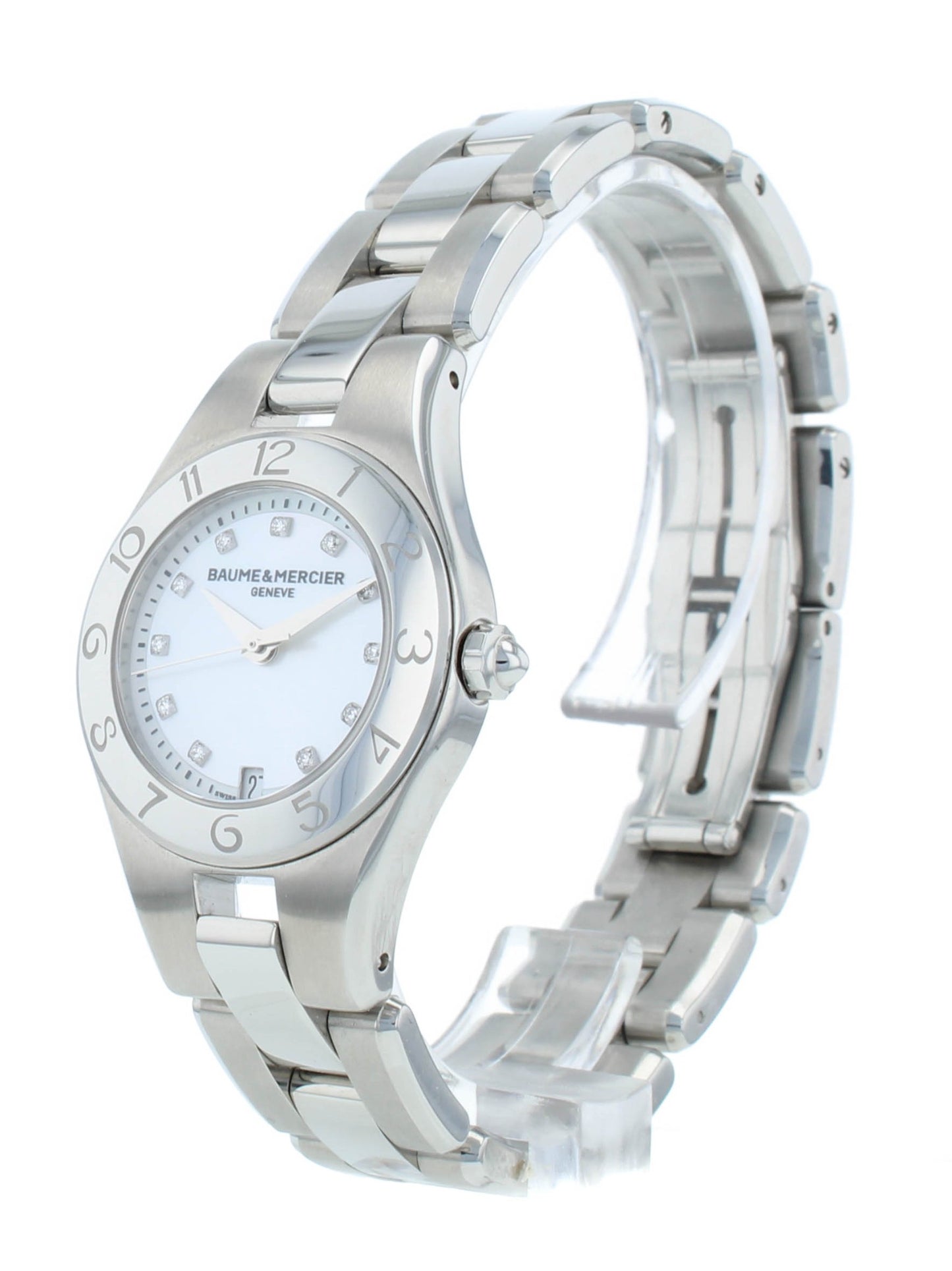 Pre-Owned Baume & Mercier Linea Diamond Dial Quartz 27mm Ladies Watch MOA10011