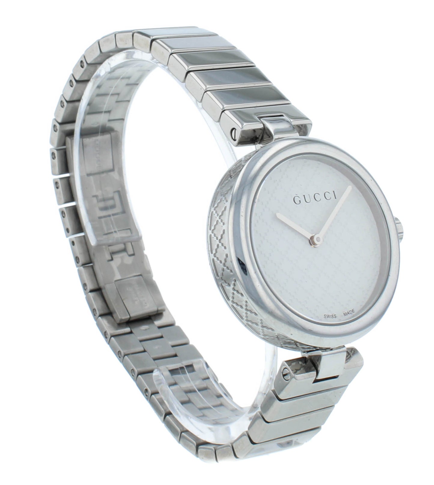 Gucci Diamantissima White Dial Stainless Steel 32mm Quartz Ladies Watch YA141402