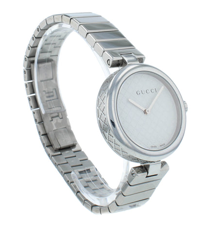 Gucci Diamantissima White Dial Stainless Steel 32mm Quartz Ladies Watch YA141402