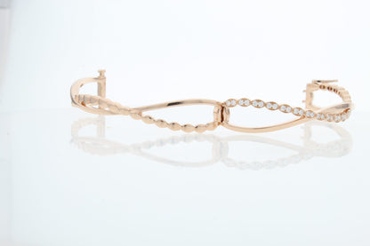 Hearts On Fire 18k Rose Gold Lorelei Floral Twist Bangle HFBLORFTW00608R-S