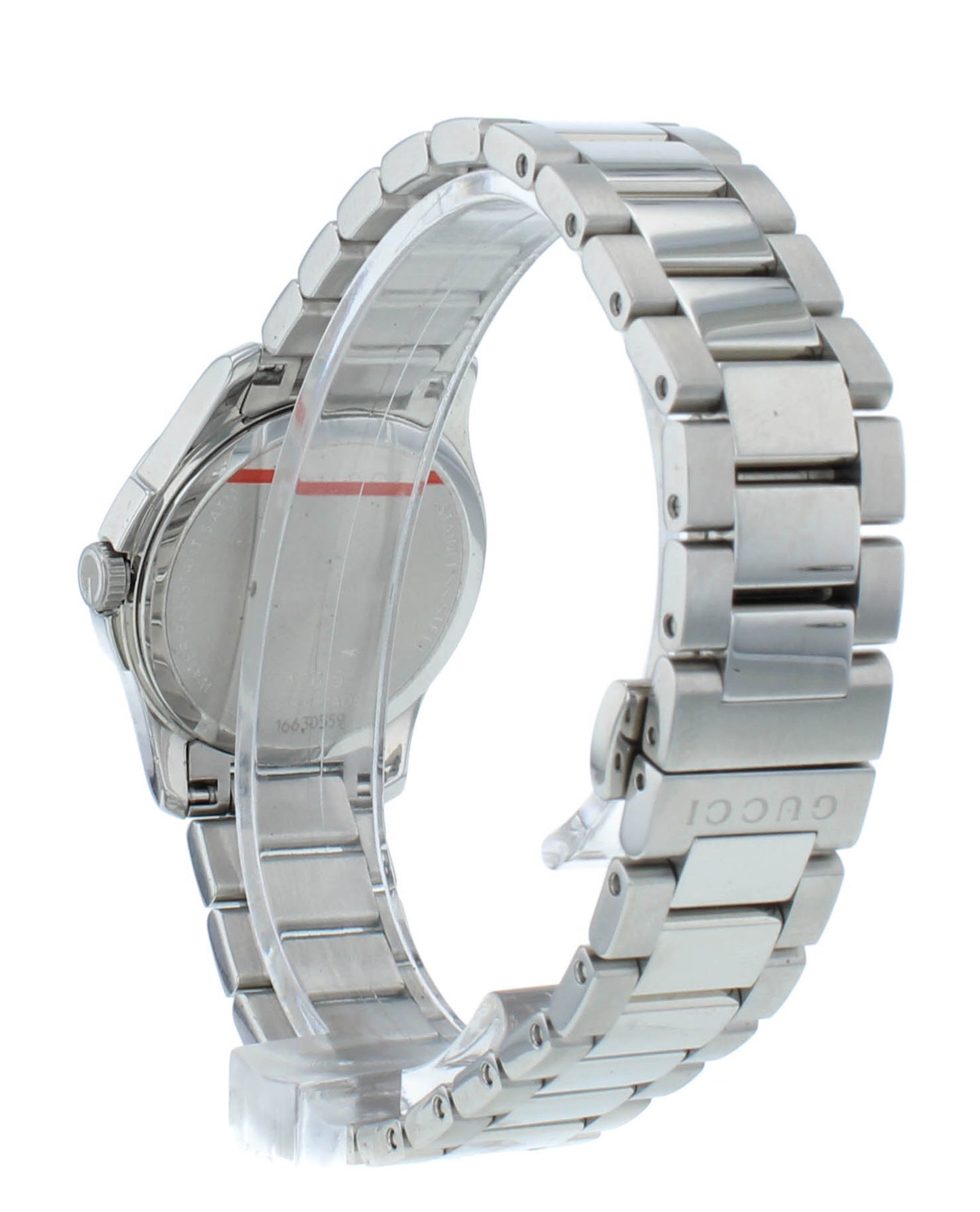 Gucci G-Timeless 27mm White MOP Diamond Dial Steel Quartz Ladies Watch YA126542