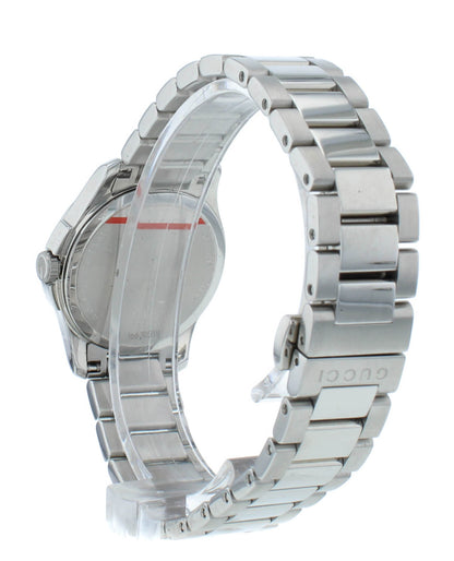 Gucci G-Timeless 27mm White MOP Diamond Dial Steel Quartz Ladies Watch YA126542