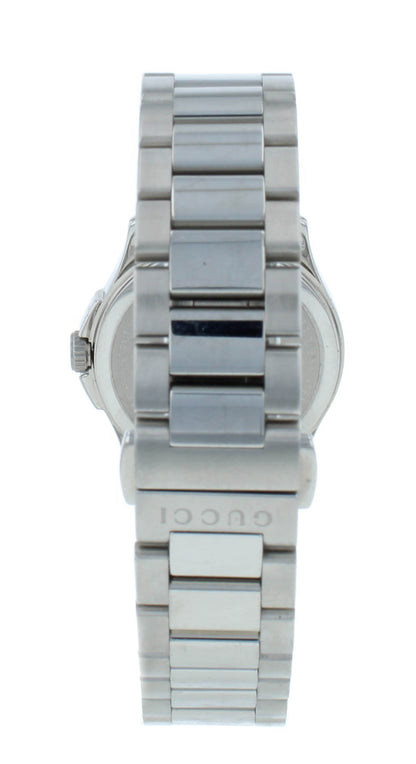 Gucci G-Timeless 27mm White MOP Diamond Dial Steel Quartz Ladies Watch YA126542