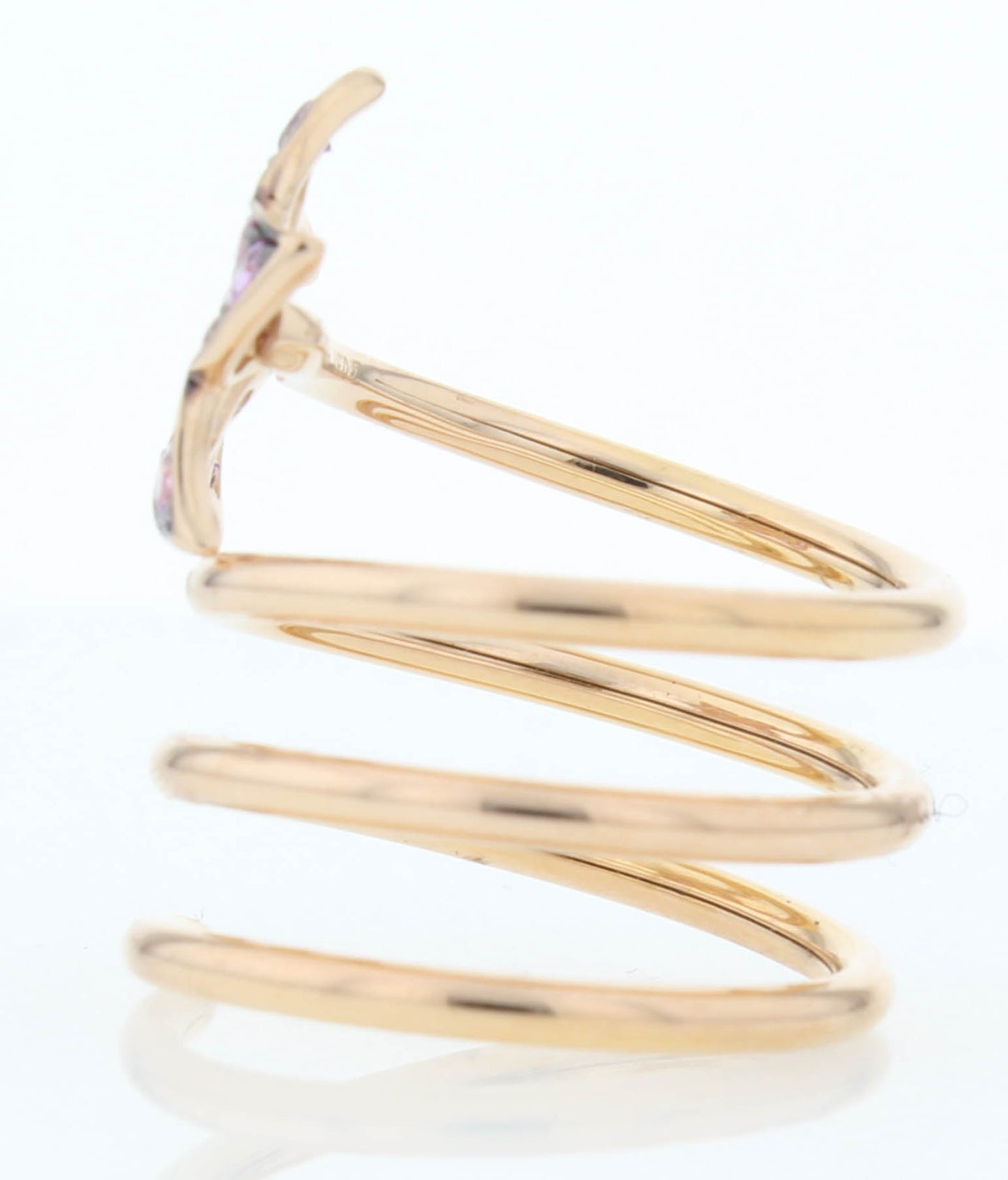 Crivelli 18k Rose Gold Wrap Around Ring Diamond Flower & Stones