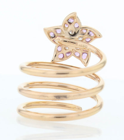 Crivelli 18k Rose Gold Wrap Around Ring Diamond Flower & Stones