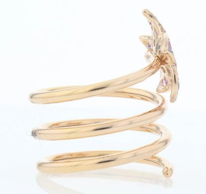 Crivelli 18k Rose Gold Wrap Around Ring Diamond Flower & Stones