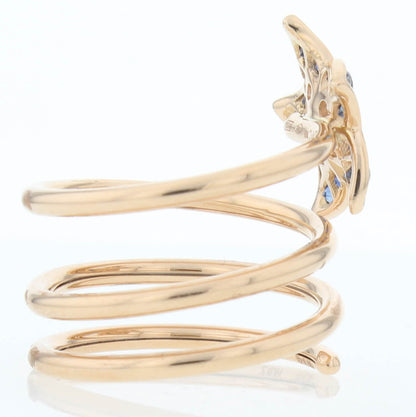 Crivelli 18k Rose Gold Wrap Around Ring Sapphire & Diamond Flower Stones