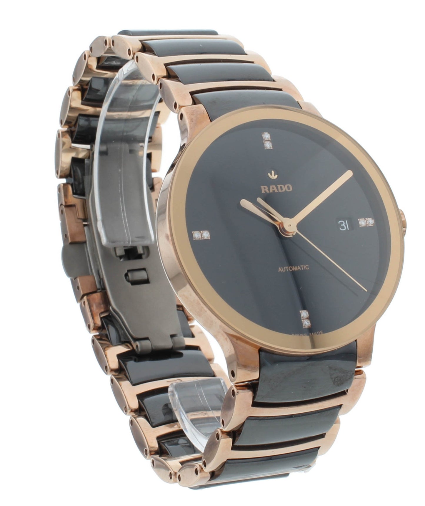 Rado Centrix Auto 38mm Black Dial Steel & Ceramic Two-Tone Men's Watch R30036712