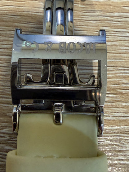 Unworn Original Jacob & Co. Polyurethane 20mm Beige Strap With Steel Buckle