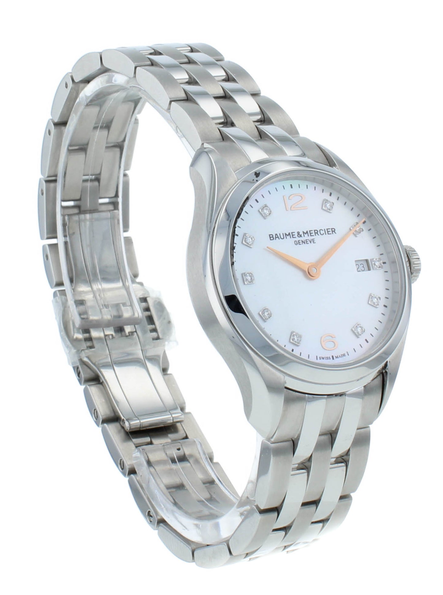 Baume & Mercier Clifton 30mm Quartz MOP Diamond Dial Ladies Watch MOA10176