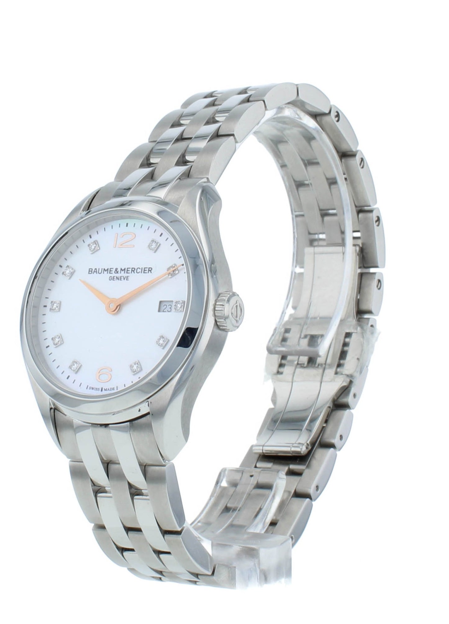 Baume & Mercier Clifton 30mm Quartz MOP Diamond Dial Ladies Watch MOA10176