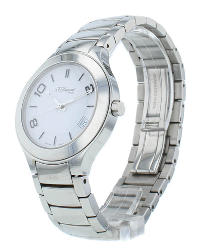 Pre-Owned St. Dupont Circle Steel 35mm Quartz White Dial Men's Watch 65250