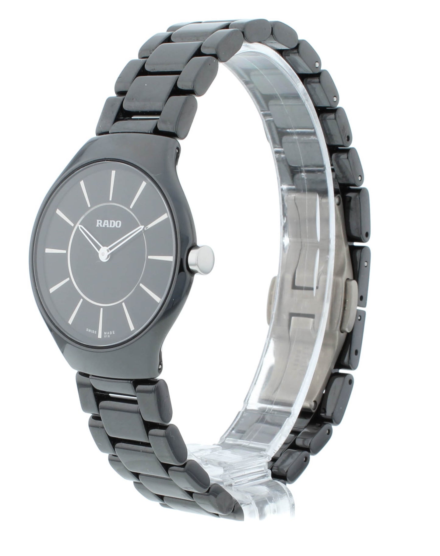 Rado True Thinline 31.5mm Quartz Black Dial Ceramic Ladies Watch R27742162